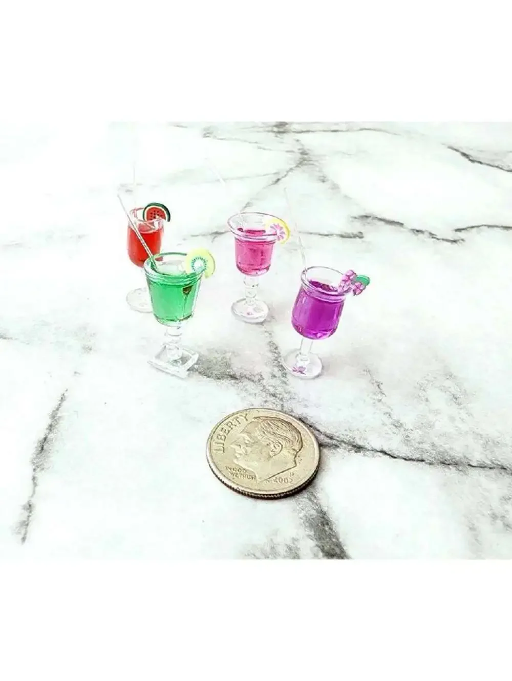 Set Of 4 Miniature Dollhouse Fruit Juice Drinks  1:12 scale